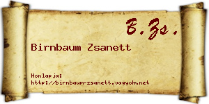 Birnbaum Zsanett névjegykártya